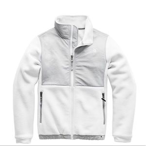 White and grey north face fleece